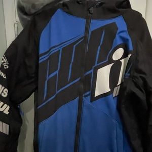 ICON TEAM MERC MENS TEXTILE MOTORCYCLE JACKET BLUE SIZE - Small